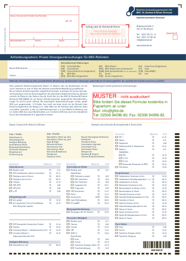 Anforderungsschein “Private Vorsorge”